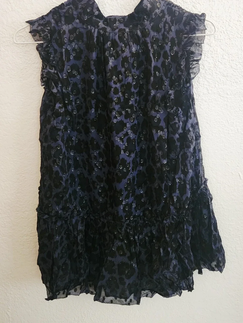 Kate Spade Blue Leopard Blouse XS